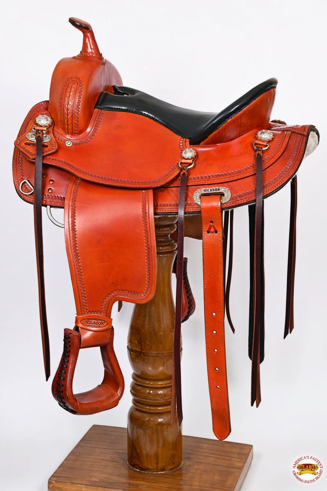 Western American Leather Horse Saddle Wide Gullet Trail Hilason