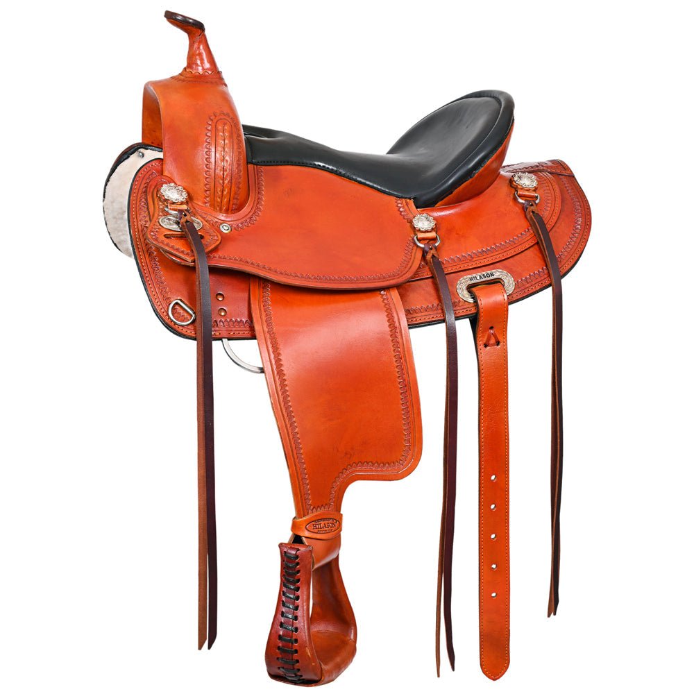 Western American Leather Horse Saddle Wide Gullet Trail Hilason
