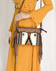 American Darling Hand Tooled Hair On Genuine Leather Women Bag Western Handbag Purse