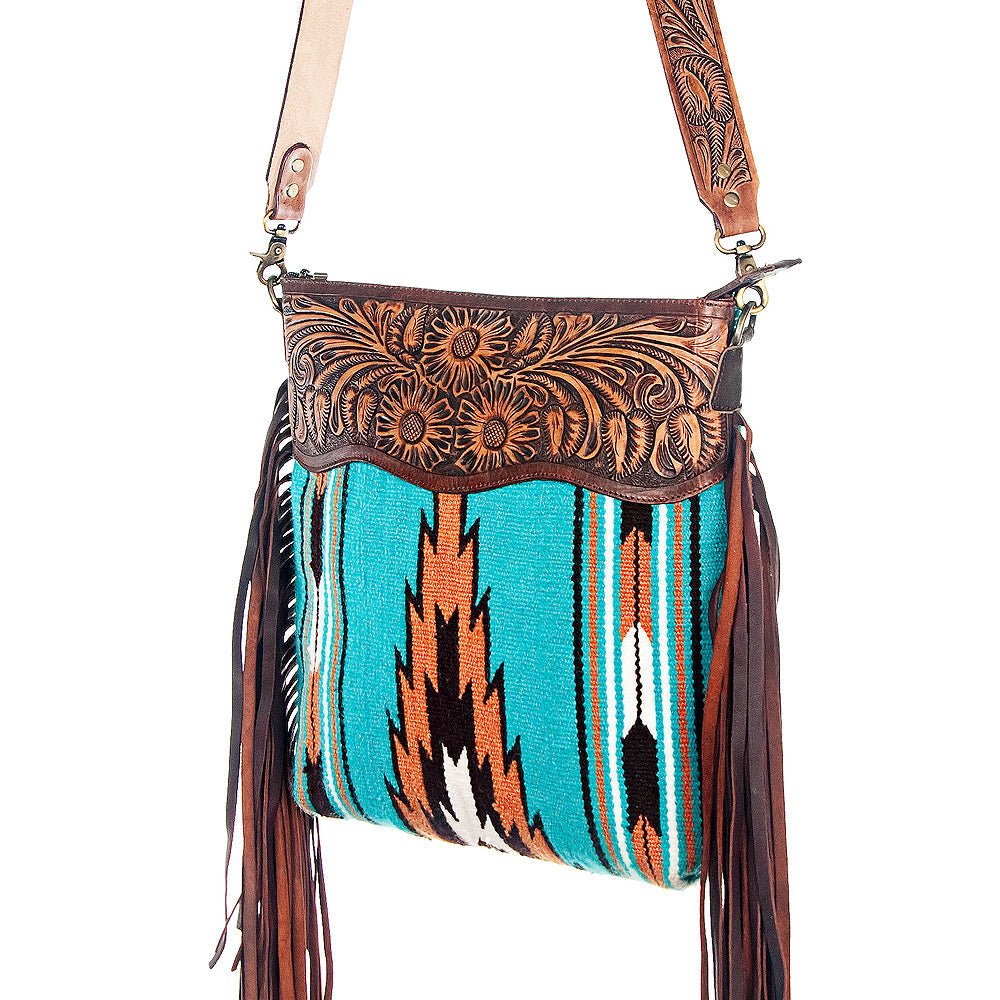 American Darling Signature Crossbody Hand Tooled Saddle Blanket Genuine Leather Women Bag Western Handbag Purse