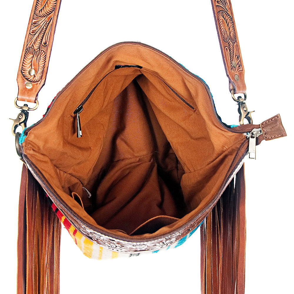 ADBGZ174R American Darling Hand Tooled Saddle Blanket Genuine Leather Women Bag Western Handbag Purse