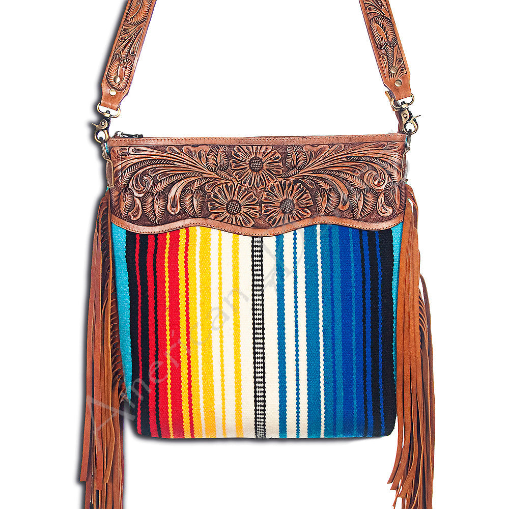 ADBGZ174R American Darling Hand Tooled Saddle Blanket Genuine Leather Women Bag Western Handbag Purse