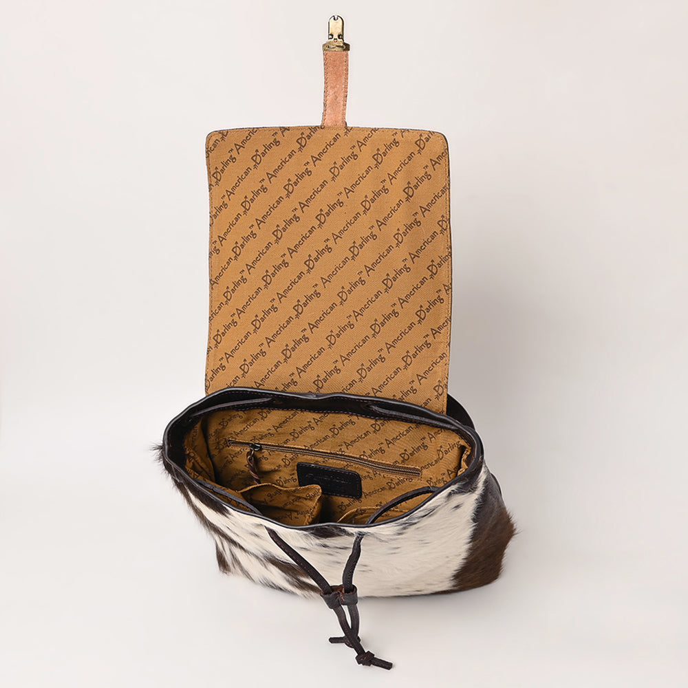 ADBGZ102TAW American Darling Hand Tooled Hair On Genuine Leather Women Bag Western Handbag Purse