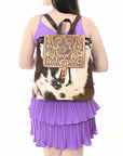ADBGZ102TAW American Darling Hand Tooled Hair On Genuine Leather Women Bag Western Handbag Purse