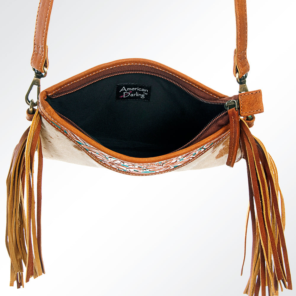 American Darling Small Crossbody Hand Tooled Hair On Genuine Leather Women Bag Western Handbag Purse