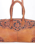 American Darling Duffel Hand Tooled Hair On Genuine Leather Women Bag Western Handbag Purse