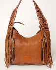 Western Style Leather Hobo Handbag With Hair On Cowhide