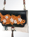 American Darling Wallet Hand Tooled Hair on Genuine Leather Western Women Bag Handbag Purse | Purses for Cute