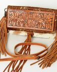 American Darling ADBG526ACGO Wallet Hand Tooled Hair-On Genuine Leather Women Bag Western Handbag Purse