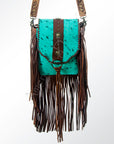 American Darling ADBG528TRQ2 Crossbody Hair-On Genuine Leather Women Bag Western Handbag Purse