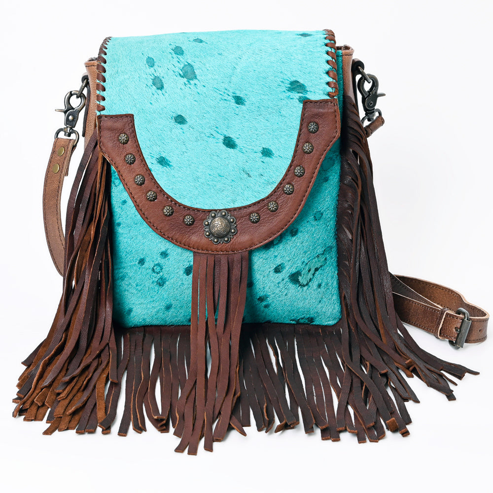 American Darling ADBG529TRQ2 Crossbody Hair-On Genuine Leather Women Bag Western Handbag Purse