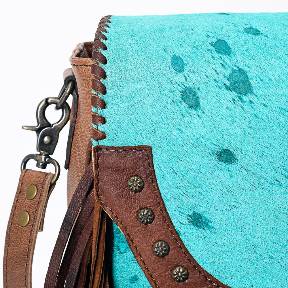 American Darling ADBG529TRQ2 Crossbody Hair-On Genuine Leather Women Bag Western Handbag Purse