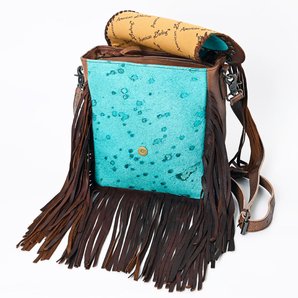 American Darling ADBG529TRQ2 Crossbody Hair-On Genuine Leather Women Bag Western Handbag Purse