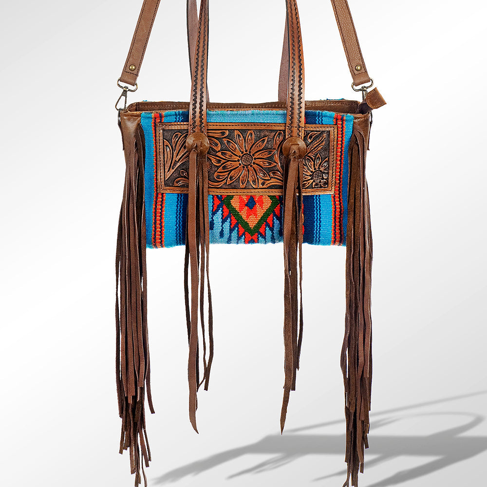 American Darling ADBG534 Tote Hand Tooled Saddle Blanket Genuine Leather Women Bag Western Handbag Purse