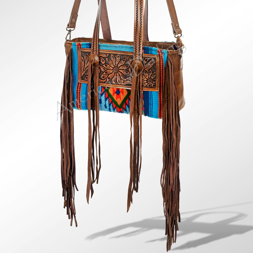 American Darling ADBG534 Tote Hand Tooled Saddle Blanket Genuine Leather Women Bag Western Handbag Purse