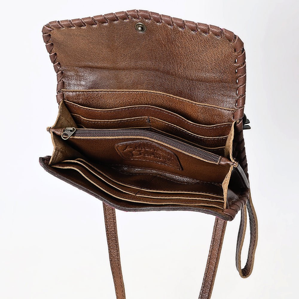 American Darling ADBG514BR Small Crossbody Hand Tooled Genuine Leather Women Bag Western Handbag Purse