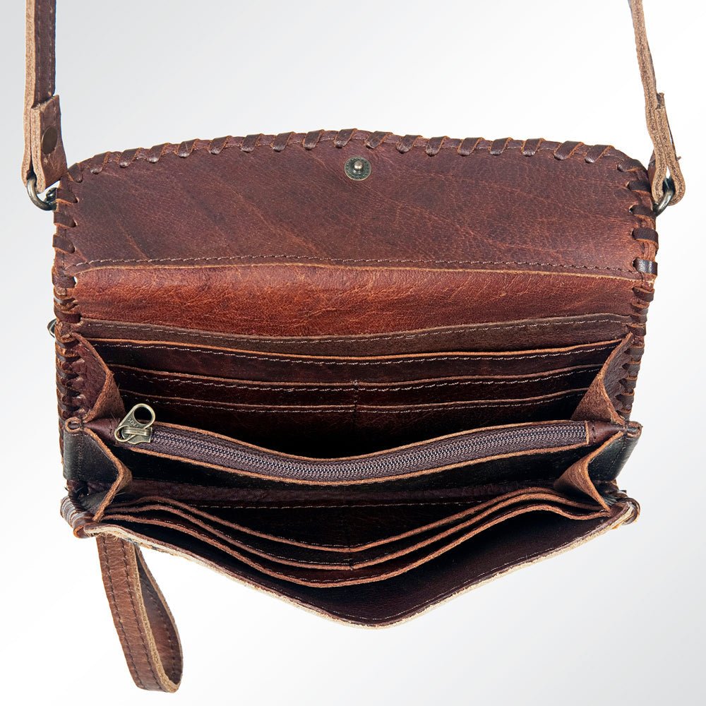 American Darling ADBG514BR Small Crossbody Hand Tooled Genuine Leather Women Bag Western Handbag Purse