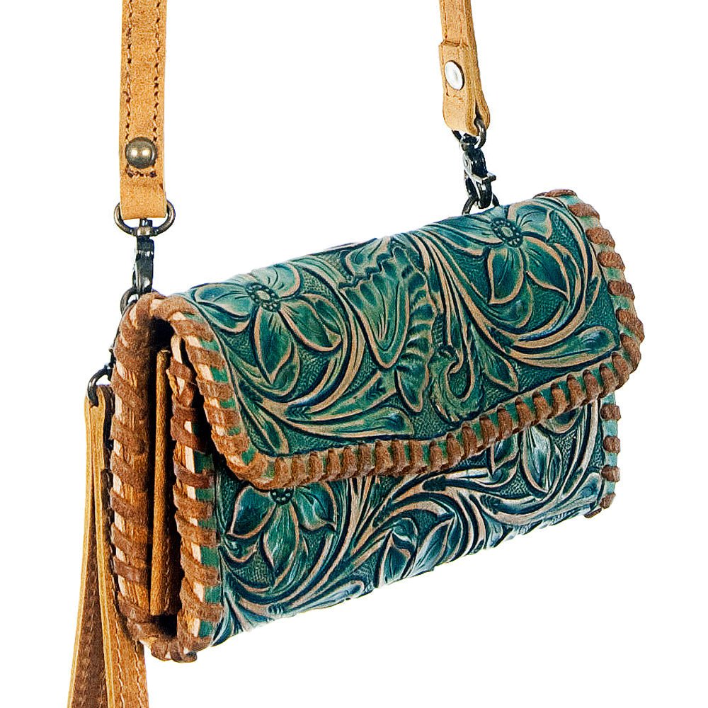 American Darling ADBG514BR Small Crossbody Hand Tooled Genuine Leather Women Bag Western Handbag Purse