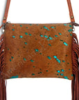American Darling Western Small Crossbody Bag – Genuine Hair-On Cowhide Leather with Fringes, Adjustable Strap, Handcrafted in Texas