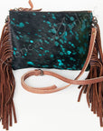 American Darling Western Small Crossbody Bag – Genuine Hair-On Cowhide Leather with Fringes, Adjustable Strap, Handcrafted in Texas