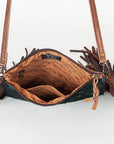 American Darling Western Small Crossbody Bag – Genuine Hair-On Cowhide Leather with Fringes, Adjustable Strap, Handcrafted in Texas