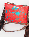 American Darling Western Small Crossbody Bag – Genuine Hair-On Cowhide Leather with Fringes, Adjustable Strap, Handcrafted in Texas