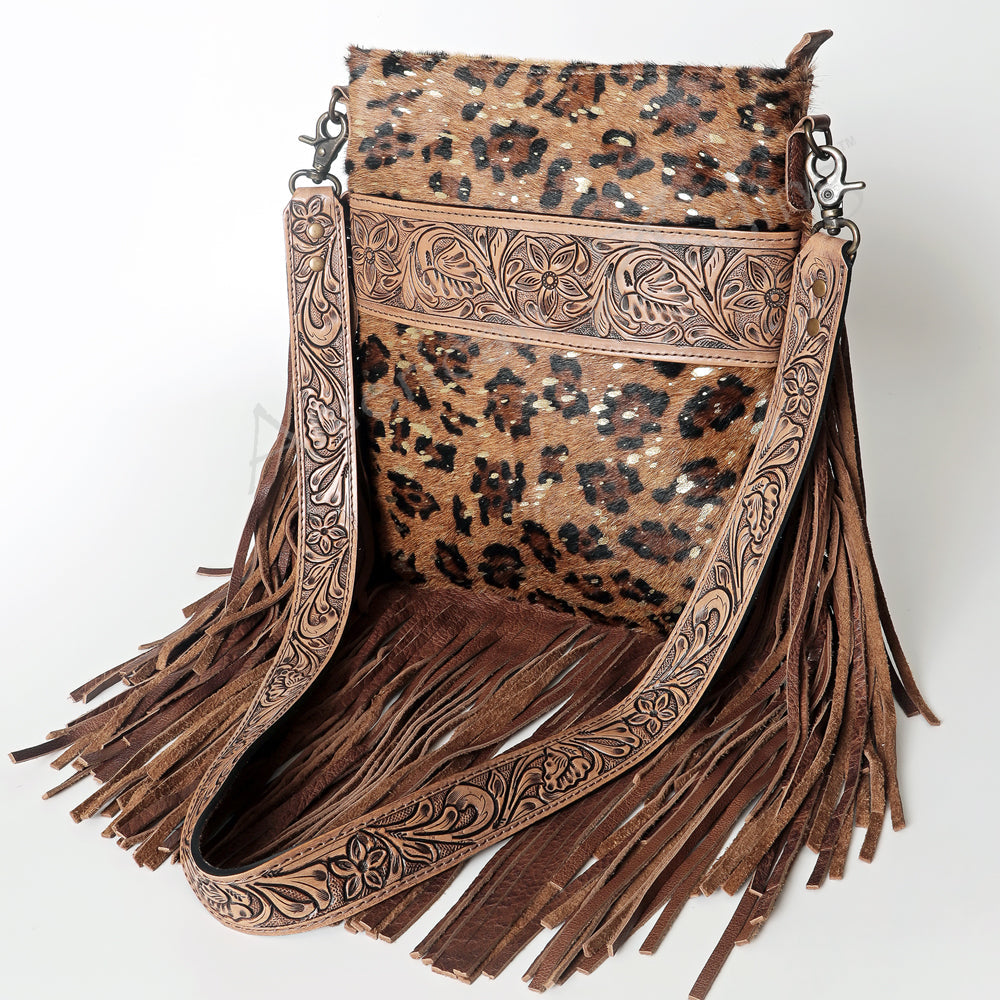 American Darling ADBGS192CHEGO Messenger Hand Tooled Hair On Genuine Leather Women Bag Western Handbag Purse