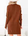 Solid Ribbed Mock Neck Sweater Dress