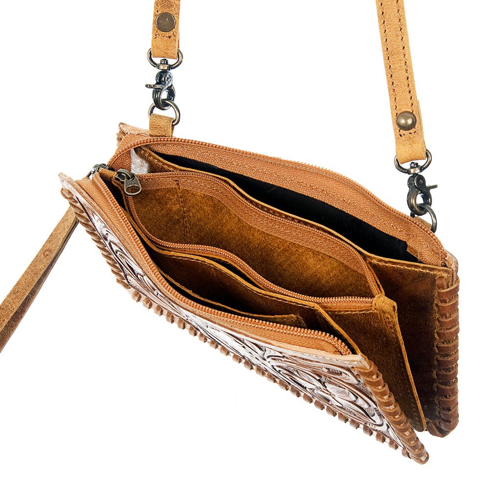 American Darling ADBG535BR Wallet Hand Tooled Genuine Leather Women Bag Western Handbag Purse