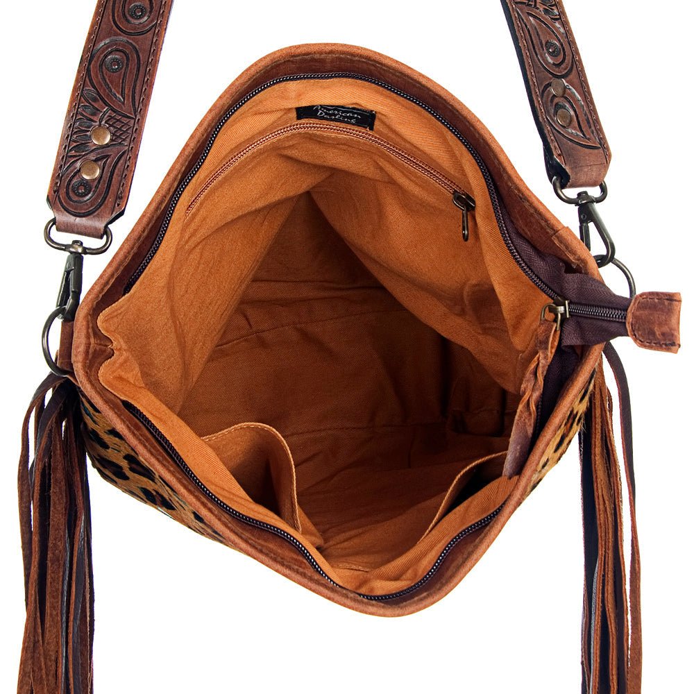 American Darling Large Crossbody Hand Tooled Hair On Genuine Leather Women Bag Western Handbag Purse