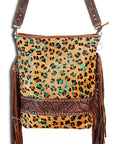 American Darling ADBG356CHETRQ Large Crossbody Hand Tooled Hair On Genuine Leather Women Bag Western Handbag Purse