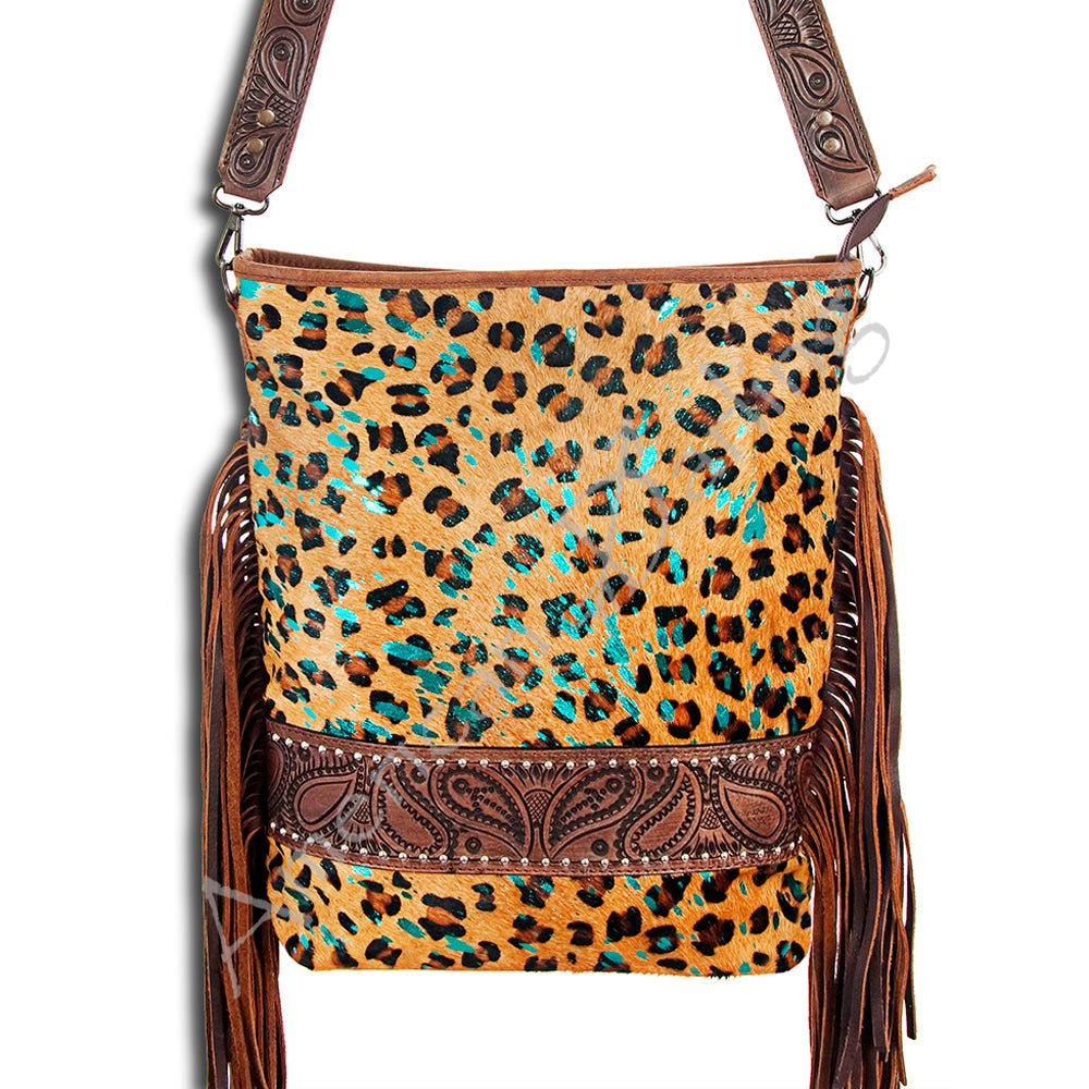 American Darling Large Crossbody Hand Tooled Hair On Genuine Leather Women Bag Western Handbag Purse
