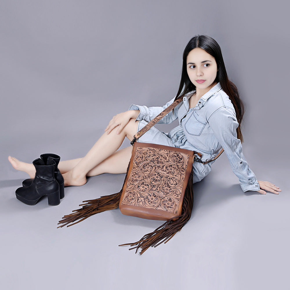 American Darling Large Crossbody Hand Tooled Genuine Leather Western Women Bag Handbag Purse | Crossbody Bag for Women | Cute Crossbody Bag | Crossbody Purse