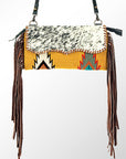American Darling ADBG344A-BKW Cross Body Saddle Blanket Hair On Genuine Leather Women Bag Western Handbag Purse
