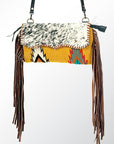 American Darling ADBG344A-BKW Cross Body Saddle Blanket Hair On Genuine Leather Women Bag Western Handbag Purse