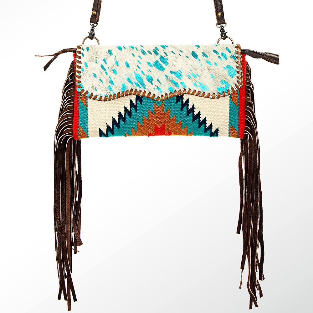 American Darling ADBG344B-ACTRQ Cross Body Saddle Blanket Hair On Genuine Leather Women Bag Western Handbag Purse