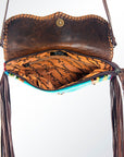 American Darling ADBG344C-CHE Cross Body Saddle Blanket Hair On Genuine Leather Women Bag Western Handbag Purse