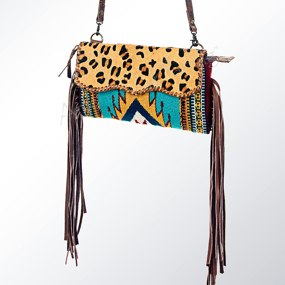 American Darling ADBG344C-CHE Cross Body Saddle Blanket Hair On Genuine Leather Women Bag Western Handbag Purse