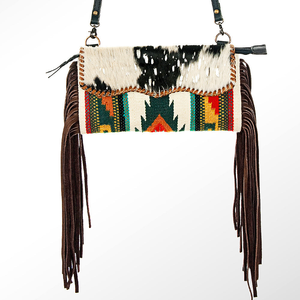 American Darling ADBG344D-ACSL Cross Body Saddle Blanket Hair On Genuine Leather Women Bag Western Handbag Purse
