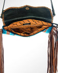 American Darling ADBG344F-ACSL Cross Body Saddle Blanket Hair On Genuine Leather Women Bag Western Handbag Purse