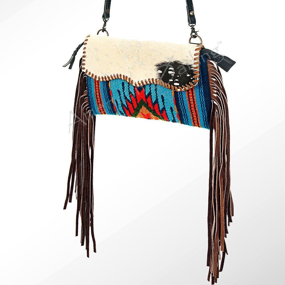 American Darling ADBG344F-ACSL Cross Body Saddle Blanket Hair On Genuine Leather Women Bag Western Handbag Purse