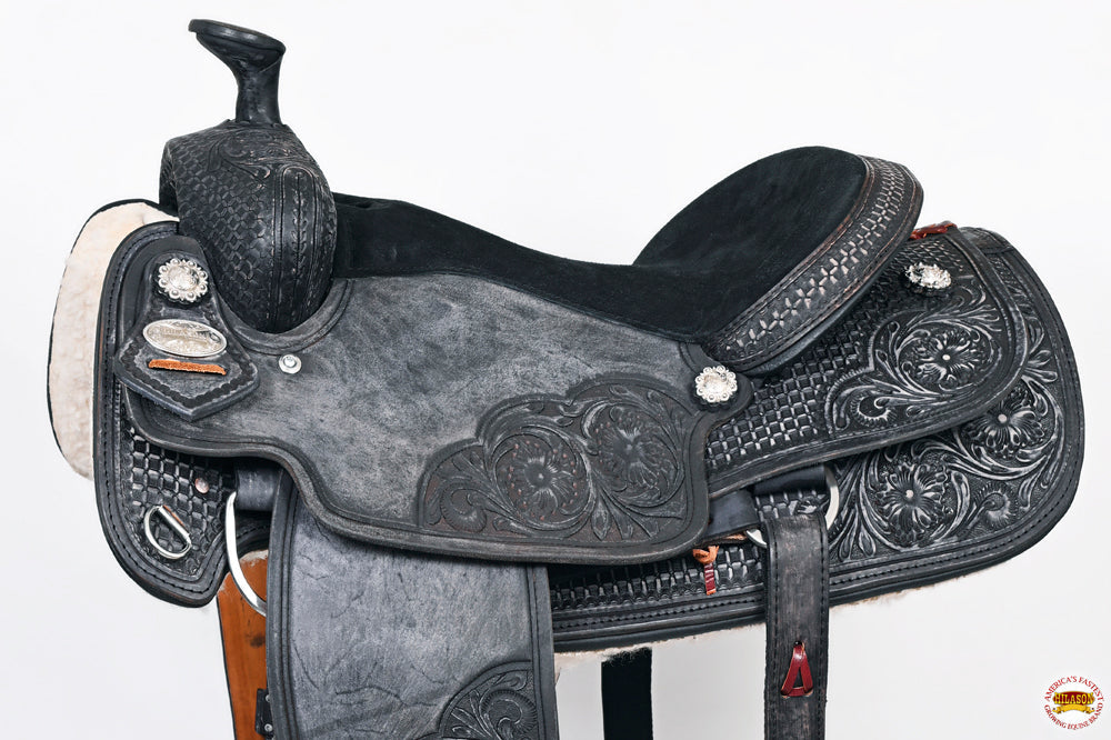 HILASON W. H. Ranch Roping Roper American Leather Saddle Black –