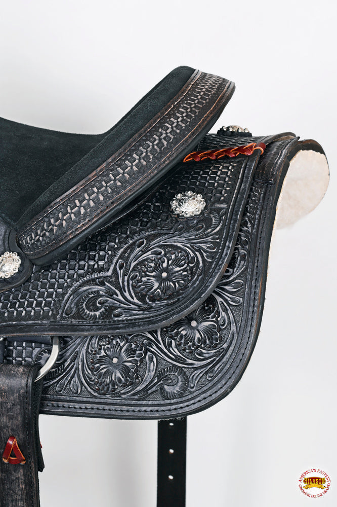 HILASON W. H. Ranch Roping Roper American Leather Saddle Black –