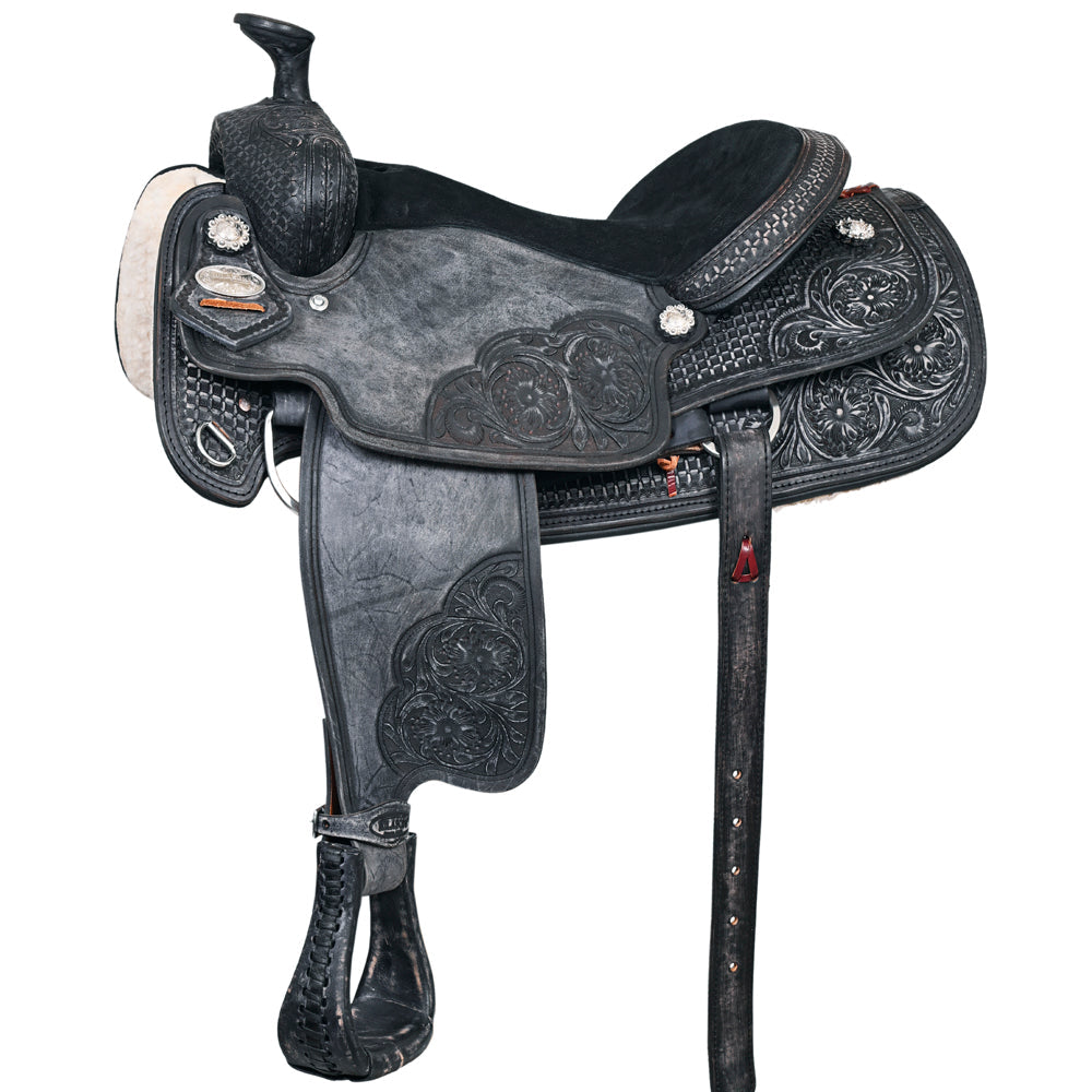 HILASON W. H. Ranch Roping Roper American Leather Saddle Black –