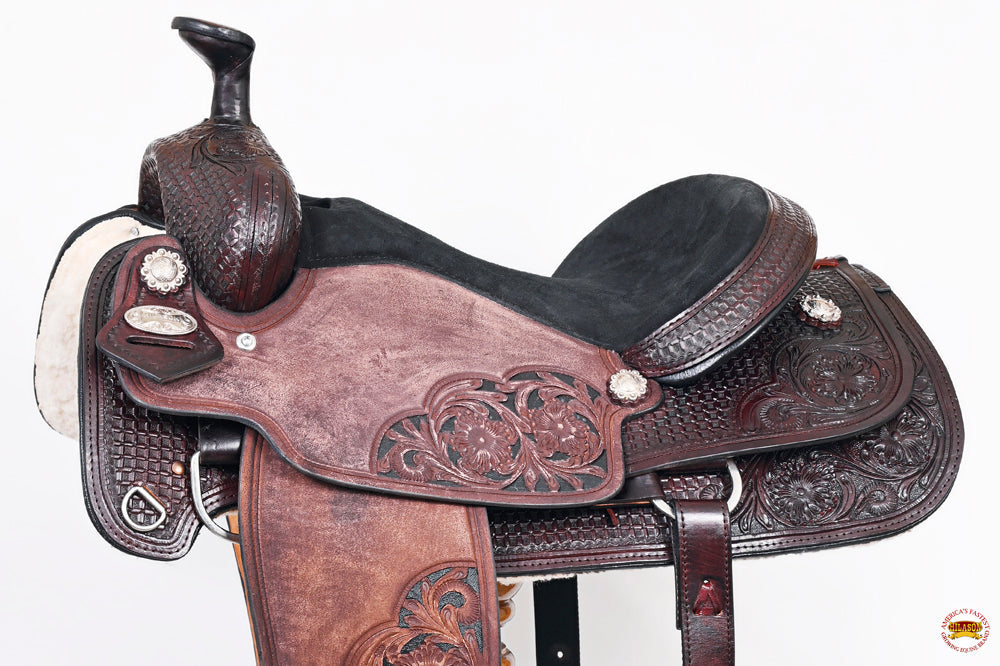 HILASON W. H. Ranch Roping Roper American Leather Saddle Dark Brown –