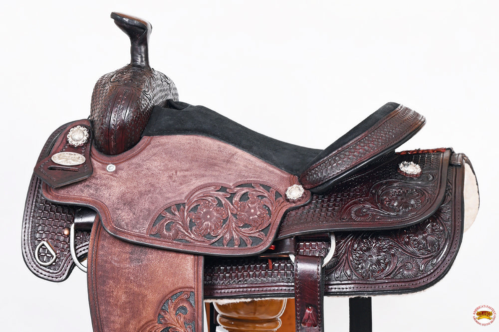 HILASON W. H. Ranch Roping Roper American Leather Saddle Dark Brown –