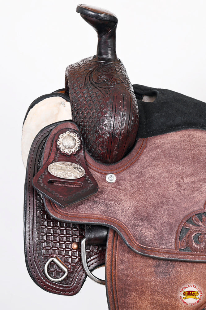 HILASON W. H. Ranch Roping Roper American Leather Saddle Dark Brown –