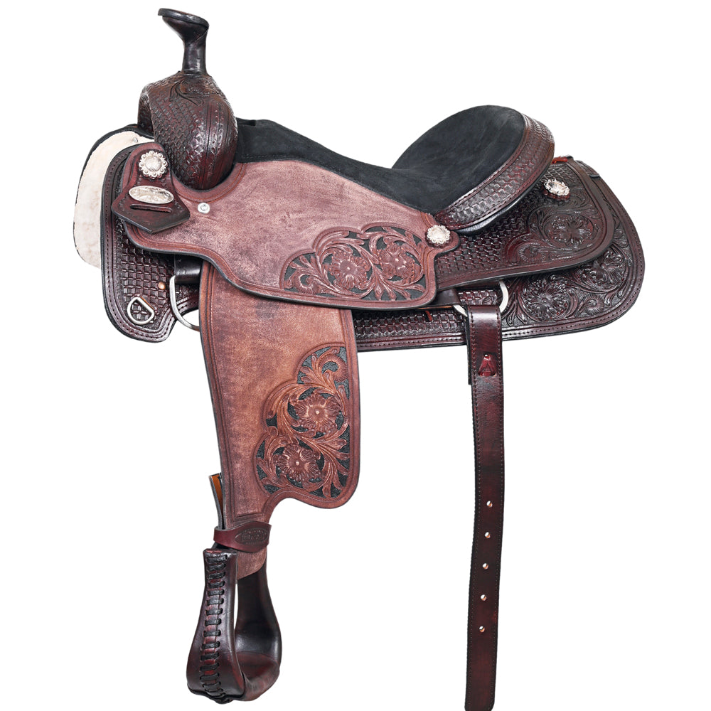 HILASON W. H. Ranch Roping Roper American Leather Saddle Dark Brown –