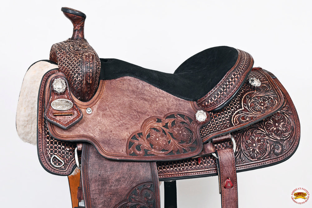HILASON W. H. Ranch Roping Roper American Leather Saddle Dark Brown –