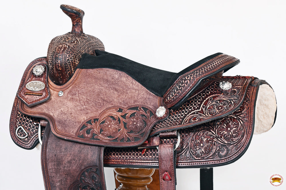 HILASON W. H. Ranch Roping Roper American Leather Saddle Dark Brown –